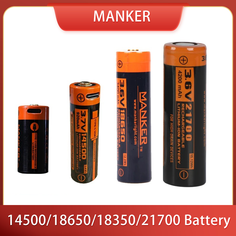 Vape Battery 18650 - Manker 14500/18650/18350/21700 Batterij voor zaklamp