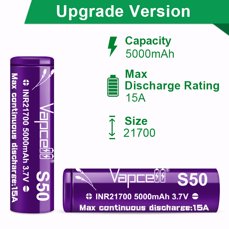 Originele Vapcell S50 INR 2170 - Vape Battery 18650 recensie en prijs