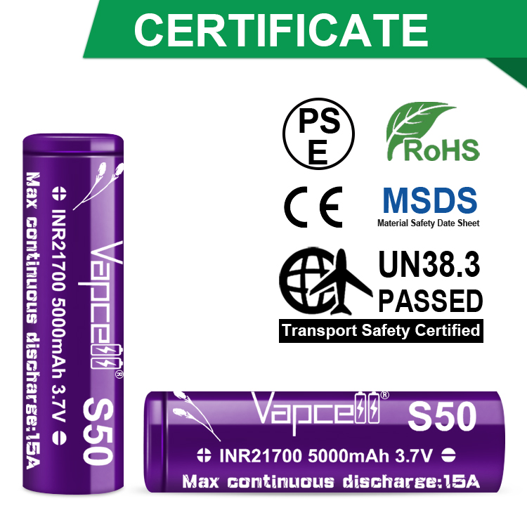 Originele Vapcell S50 INR 2170 - Vape Battery 18650 recensie en prijs